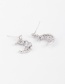 Fashion Silver Moon Pearl Earrings With  Silver Pins And Micro Diamonds