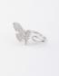 Fashion Silver Micro Open Diamond Butterfly Ring