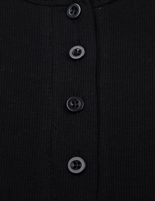 Fashion Black Buttoned Long Sleeve Jumpsuit