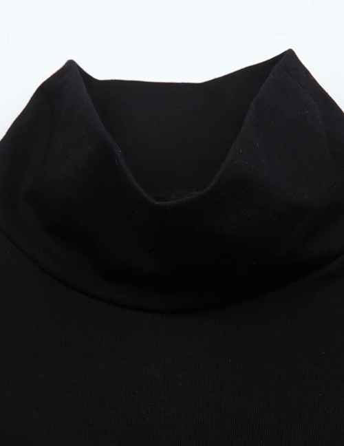 Fashion Black Open Back Collar Long Sleeve Jumpsuit
