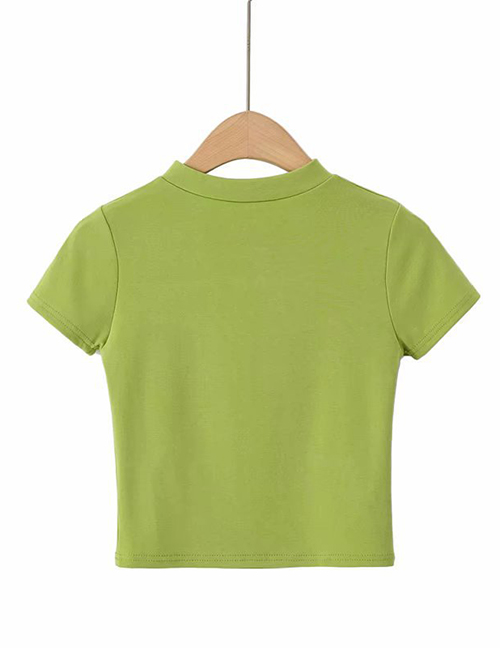 Fashion Army Green Chest Open T-shirt
