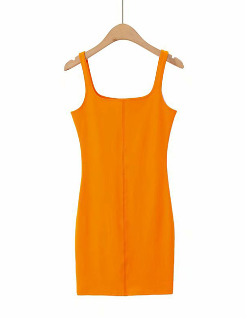 Fashion Orange Square Collar Vest Dress