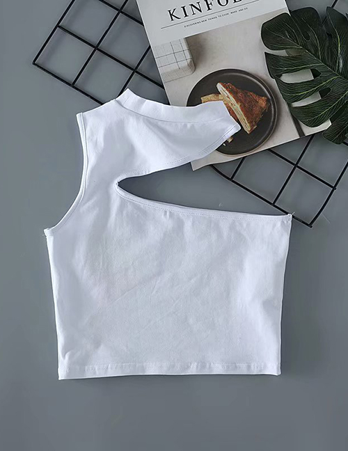 Fashion White Off-the-shoulder Crew Neck T-shirt