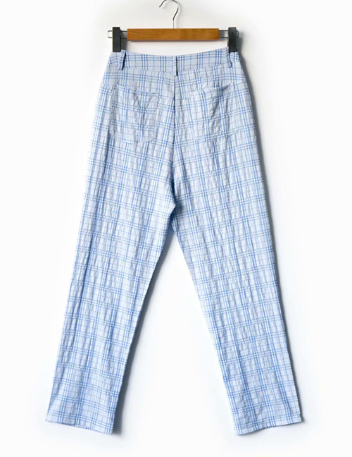 Fashion Khaki Check Print Straight-leg Pants