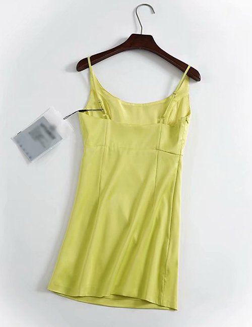 Fashion Fluorescent Yellow Satin Camisole Dress