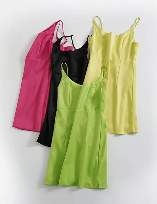 Fashion Fluorescent Green Satin Camisole Dress