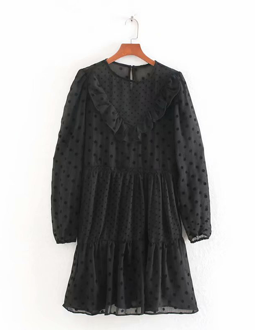 Fashion Black Polka Dot Ruffle Dress