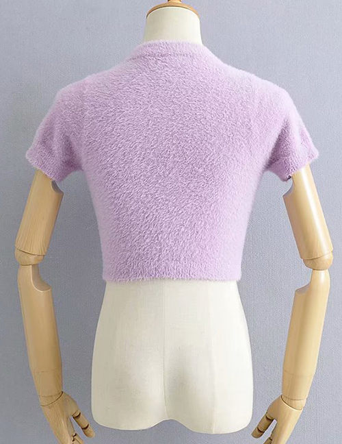 Fashion Purple Half Turtleneck Cutout Sweater