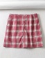 Fashion Brick Red Check Print Skirt