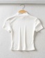 Fashion White Small Turtleneck Slim-fit T-shirt