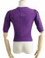 Fashion Deep Purple Cutout Waist Sweater