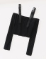 Fashion Black Buckled Shoulder Strap Zip-front Stretch Stretch Navel Top