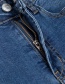 Fashion Blue Washed Mid-rise Thin Denim Pencil Pants