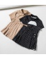 Fashion Black Striped Short Top + Pleated Skirt Suit