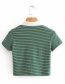 Fashion Green Striped Patch Neck T-shirt