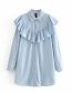 Fashion Blue Stacked Ruffled Shirt Style Denim Dress