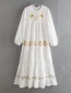Fashion White Embroidered Flower Lace Dress