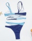 Fashion Blue Paneled Faux Denim Cross-tie Swimsuit