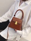 Fashion Red Wine Stone Pattern Square Buckle Shoulder Cross-body Bag