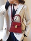 Fashion Red Wine Stone Pattern Square Buckle Shoulder Cross-body Bag