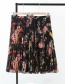 Fashion Red Flower Print Pleated Skirt