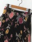 Fashion Black Flower Print Pleated Skirt