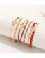 Fashion Golden Leather Cutout Geometric Bracelet Set With Diamond Chain