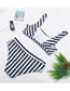 Fashion Black And White Striped Printed Tank Top High Waist Split Swimsuit