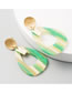 Fashion Green Drop Shaped Acrylic Hollow Alloy Letter Earrings