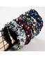 Fashion Blue Fish Scale Sequin Mesh Knotted Wide Edge Hair Band