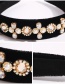 Fashion Black Corduroy Alloy Diamond Pearl Headband