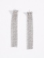 Fashion White K White Diamond Alloy Studded Tassel Chain Stud Earrings