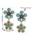 Fashion Orange Alloy Stud Earrings With Diamonds And Flowers