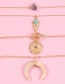 Fashion Golden Alloy Turquoise Crescent Multilayer Necklace