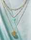 Fashion Golden Alloy Round Card Concave And Convex Multilayer Necklace