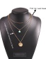 Fashion Golden Alloy Round Card Concave And Convex Multilayer Necklace