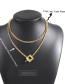 Fashion Golden Alloy Square Double Buckle Necklace