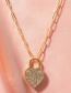 Fashion Golden Love Lock Necklace With Diamonds