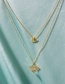 Fashion Golden Alloy Double Diamond Necklace