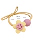 Fashion Deep Bean Paste Smiley Little Flower Ball Hitting Color Knotted Hair Rope