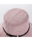 Fashion Light Pink Solid Color Leather Trimmed Plaid Fisherman Hat