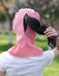 Fashion Pink Small Lattice Multifunctional Face And Neck Protection Integrated Sun Hat