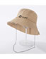Fashion Khaki Smiley Embroidered Wide-brimmed Chain Fisherman Hat