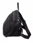 Fashion Black Embroidered Diamond Backpack With Zip
