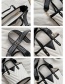 Fashion Black Wide Shoulder Stitched Contrast Diamond Crossbody Bucket Bag