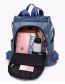 Fashion Blue Pu Soft Leather Stitching Anti-theft Backpack