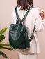 Fashion Green Pu Soft Leather Stitching Anti-theft Backpack