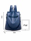 Fashion Blue Pu Soft Leather Stitching Anti-theft Backpack