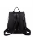 Fashion Black Printed Stitched Backpack With Zipper