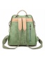 Fashion Light Green Soft Leather Anti-theft And Color Backpack